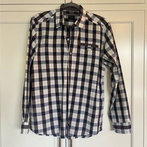 7 Diamonds Men's Brown, Blue and White Checkered Shirt